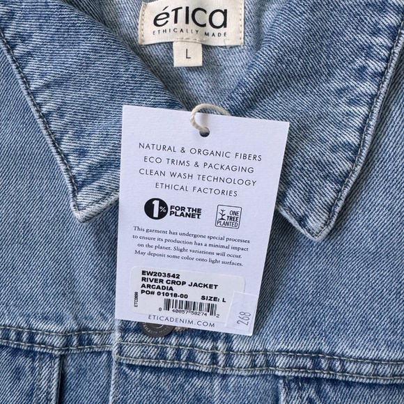 ETICA *NWT* Denim River Crop Jacket Arcadia Size L - Picture 5 of 5